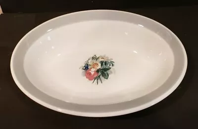 Vintage Sterling Vitrified China Oval Bowl Gray Band Floral Restaurant Ware  NOS • $7