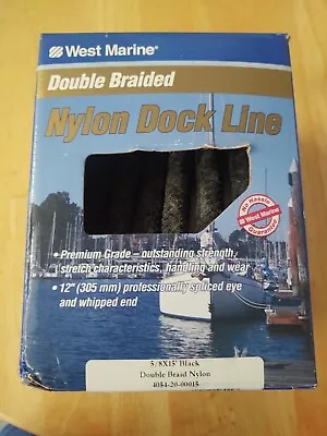 West Marine Double Braided Nylon Dock Line 5/8 X 15' Black 4054-20-00015 • $15