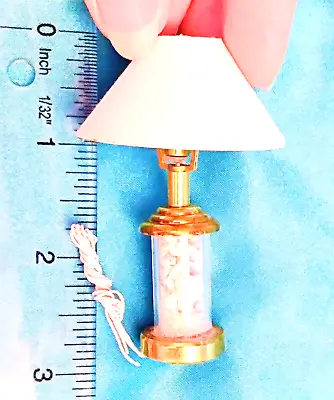 WHITE SHADE GOLD Seashell LAMP W/ CORD LIGHT BULB - Miniature Doll House • $41.04