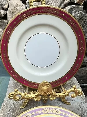 12 Peaces Tiffany & Co.  Mintons New York England  Gold Burgundy  Dinner Plates • $599