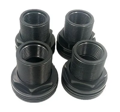 4 Units Of 1  Bulkhead ABS Threaded X Threaded Bulkhead With 2 NBR Rubber Gasket • $10.49