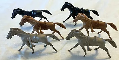 Vintage Lot Of 6 Plastic Horses With Built In Saddles And Stirups • $19.99