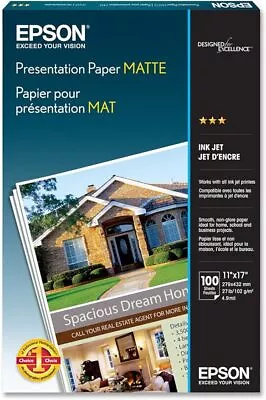 Epson Presentation Paper Matte (11x17 Inches 100 Sheets) (S041070) • $31.04