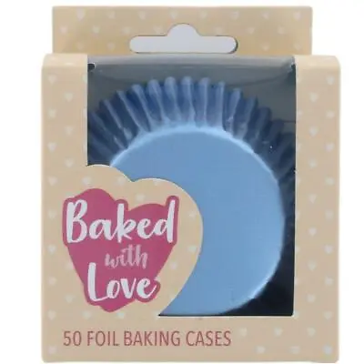 Cupcake Cases Muffin Bun Fairy Cake Baking Cups Ice Blue Foil 50 Pack • £6.53