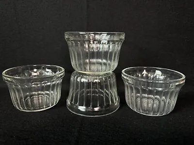 4 Vintage Hazel Atlas Jelly Jam Jars Ribbed Clear Glass 2 1/4  Tall No Lids • $12.74