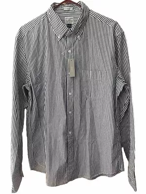 J Crew NWT Men’s Button Down Shirt. Black And Ivory Striped. Large Slim Fit. • $17.50