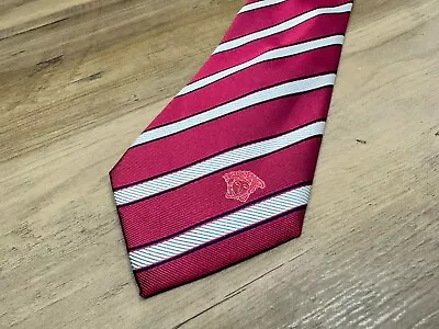 VERSACE Men's Red White Tie Made In Italy 100% Silk Medusa Head Striped Genuine • $39.99