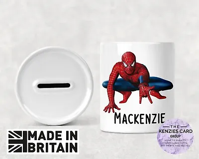 Personalised Any Name Marvels Spiderman Superhero Savings Money Box Tin V1 • £11.59