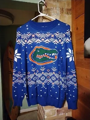 Florida Gators Ugly Christmas Sweater Knit Blue Pullover Crewneck Small Football • $24.97