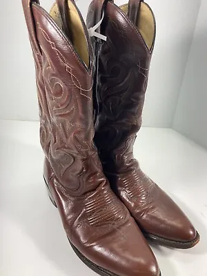 Dan Post Milwaukee Boots Men Size 8 D Brown Leather Pull On Western Vintage 2111 • $50.96