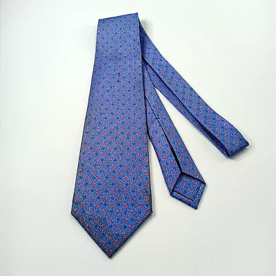 BLVGARI Bulgari Geometric Blue Men Silk Tie Made In Italy 60in • $34.81