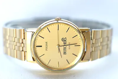 Butchers Advertising Pulsar Quartz Watch Vintage Pulsar V501-8A00 Wristwatch • $15