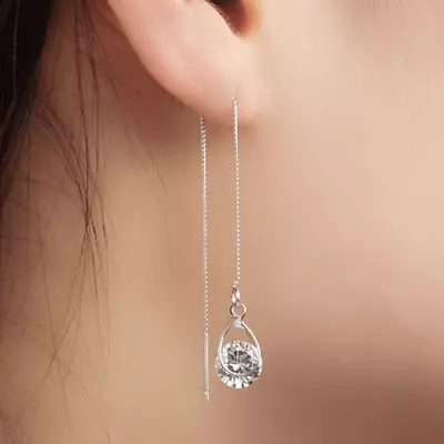 £3.95 • Buy 925 Sterling Silver Diamond Cut 14ct Gold Plated Long Tassel Stud Drop Earrings