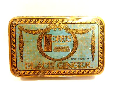 $5.99 • Buy Vintage Norris Atlanta Exquisite Candies Glace Ginger Tin W Hinged Lid (empty)