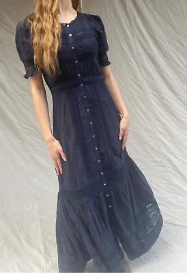 LoveShackFancy Minka Victorian Embroidered Floral Cotton Lace Maxi Dress 4 $595 • $265