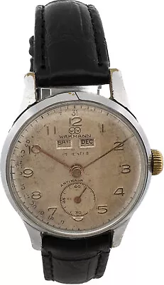 Vintage Wakmann Triple Date 17 Jewel Men's Mechanical Wristwatch Venus 203 Swiss • $435