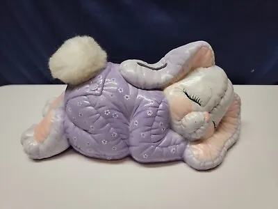 VTG 1986 Hand Painted Ceramic Quilted Bunny Rabbit Piggy Bank Dona's Molds • $26.96