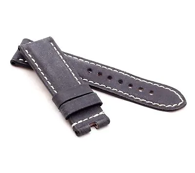Marino Deployment: VINTAGE CALF Saddle Leather Watch Strap BLACK 24mm • £35