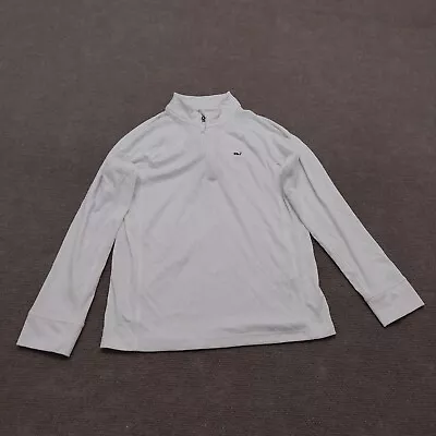 Vineyard Vines Performance Boys Size 8-10 Small White Long Sleeve 1/4 Zip Shirt • $12.88