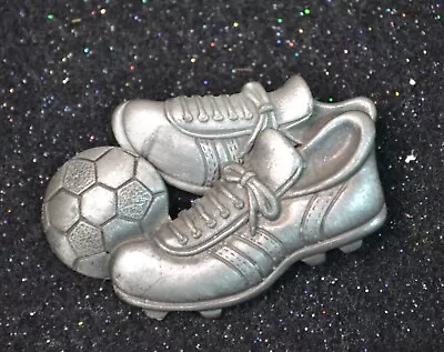 Vintage Soccer Brooch Pin Shoes Ball Hinged Moveable • $14.95