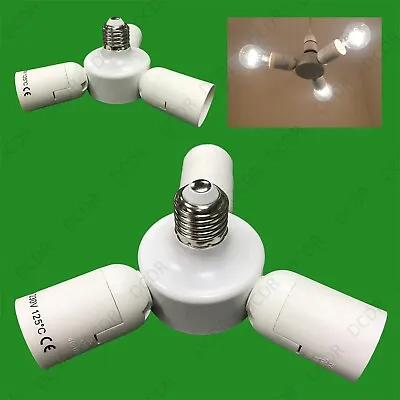 1x E27 To 3E27 Light Bulb Socket Splitter Adaptor Photography Lamp Base UK Stock • £7.49