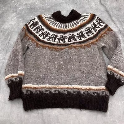 Unbranded Sweater Women Medium Brown Black Alpaca Soft Wool Icelandic Nordic VTG • $44.97