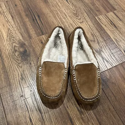 Womens UGG Ansley Moccasins Suede Slippers Slip On USED Sz 10 • $43