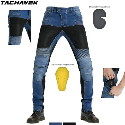 Men's Motorcycle Jeans Moto Denim Pants Cycling Riding Trousers Protective Pads • $64.99