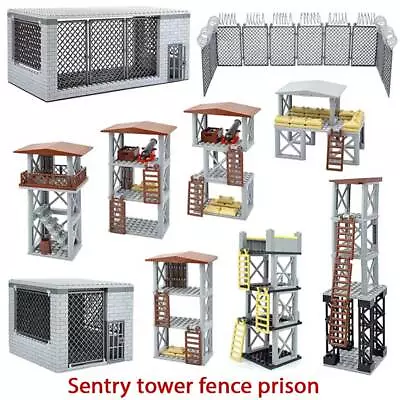 Military Base Sentry Tower Sandbag Wall Plate Barbed Wire Fence For Lego • $11.13