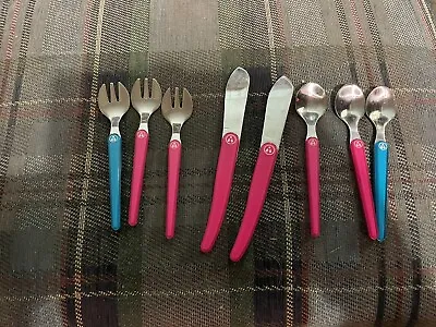 Laguiole Children’s Cutlery Pink Blue 8 Pieces Fork Spoon Knife • £23