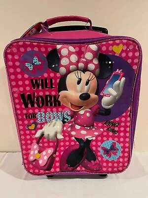 Disney Minnie Mouse 14  Collapsible Wheeled Pilot Case - Kids Rolling Luggage • $14.99