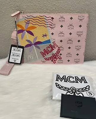 NEW MCM Pink Signature Logo Pouch • $310.50