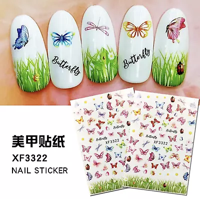 Nail Art Sticker Decal Pretty Daisy Butterfly Maple Design Self Adhesive Sticker • £0.99