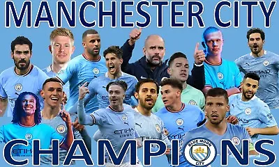 Manchester City Champions Flag Large Treble & Premier League Champions • £6.95