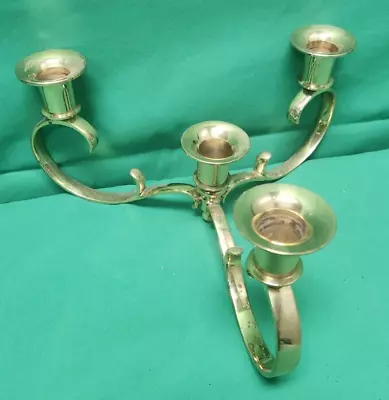 Vintage Teleflora Brass 3 Arm 4 Candle Candelabra Candlestick Holder Gold Color • $34.50