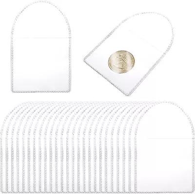 Cobee 50 Pcs Pocket Coin Sleeves Holders2 Inch Plastic Pocket Coin Flips Clear • £9.39