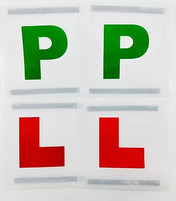 4 UK MAGNETIC L & P PLATES SECURE Quick Easy To Fix Learner P Sign Legal DRIVING • £2.56