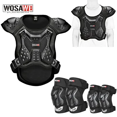 WOSAWE Adults Motorcycle Racing Chest Vest Protector Road Bike Knee Elbow Guards • $25.83