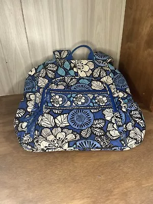 Vera Bradley Large Backpack Light Blue Paisley-  Worn- Slight Rip- On Bottom • $15