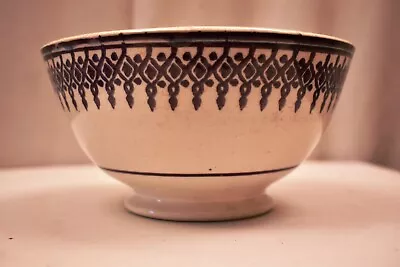 £172.73 • Buy Antique Sponge Ware Bowl Sponge Decorated Purple & White Single Band Design I77