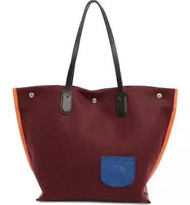 Longchamp Roseau Essential Large Wool Open Tote Bag Shopper ~NWT~ BURGUNDY • $247.50