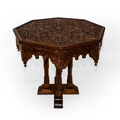 Table Carved In Solid Wood Handmade Octagonal • $2484.99