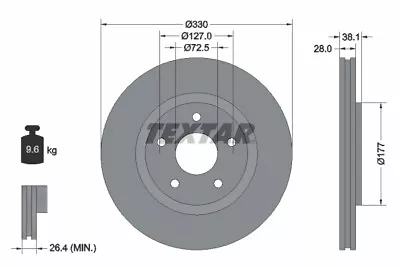 Fits TEXTAR 92278903 BRAKE DISC /RH/F/ FREEMONT 2.0JTD 11-  UK Stock • $242.90