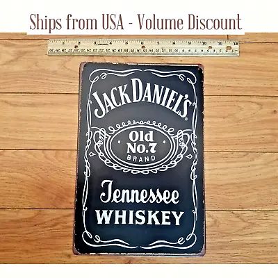 Jack Daniels Whiskey Bottle Label Tin Sign Old No 7 #7 Metal Art Tennessee Retro • $11.95