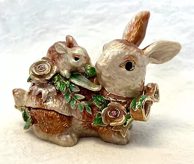 Fitz & Floyd Rabbit Trinket Box With Original Box- Enamel & Austrian Crystals • $30