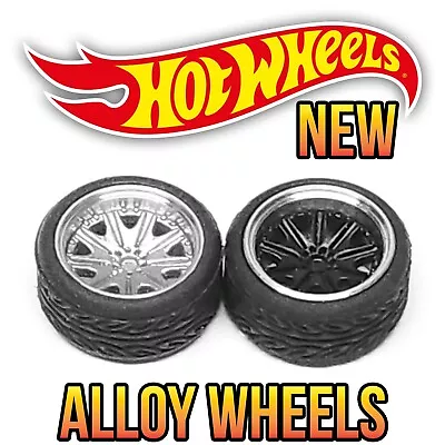 1/64 Scale WORK D3S 9 SPOKE ALLOY Real Rider Wheels Rims Tires Set 4 Custom Hot • $12.99