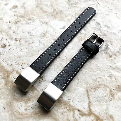 Black Stylish Unisex Soft Leather Band Strap With Stitches For Fitbit Alta HR • $65.16