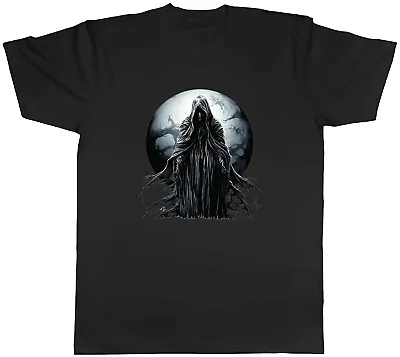 Grim Reaper Mens T-Shirt Gothic Moon Death Skeleton Tee Gift • £8.99