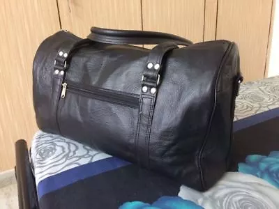 20 In Black Leather Duffel Bag Aircabin Carryon Luggage Handbags Travel Holdalls • £83.81