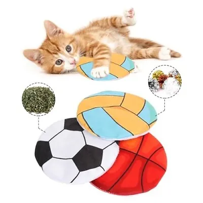 3pc Cat Kitten Play Toys Crinkle Plush Chew Toy Flying Disc Interactive Catnip • £2.99